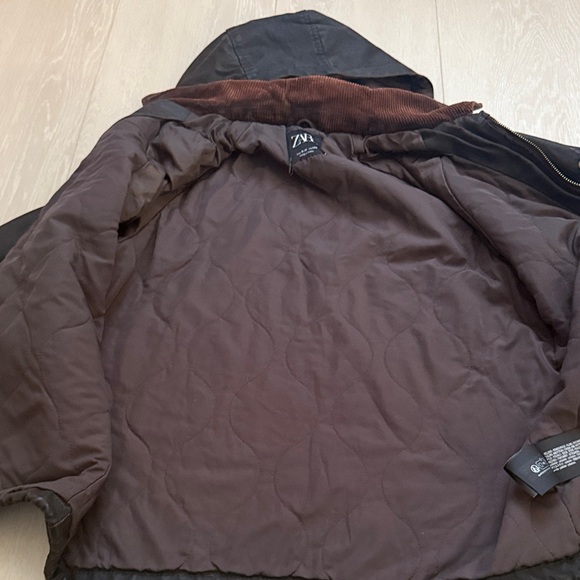 Zara Kids Chocolate Brown Leather Jacket with Hood - Picture 4 of 9